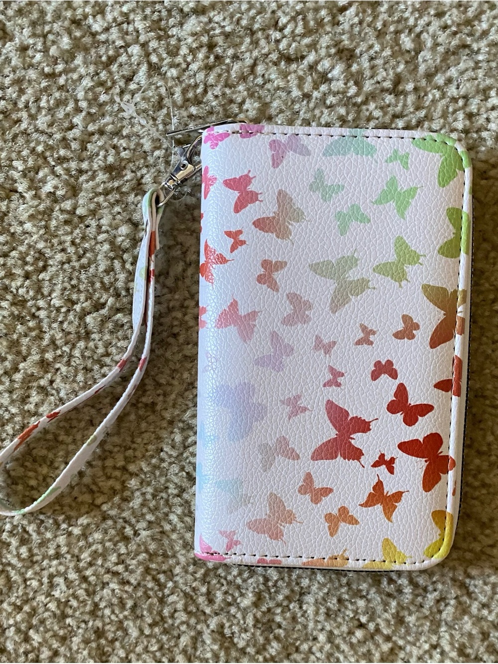 Butterfly Print Zip Wallet Wristlet - Multicolor